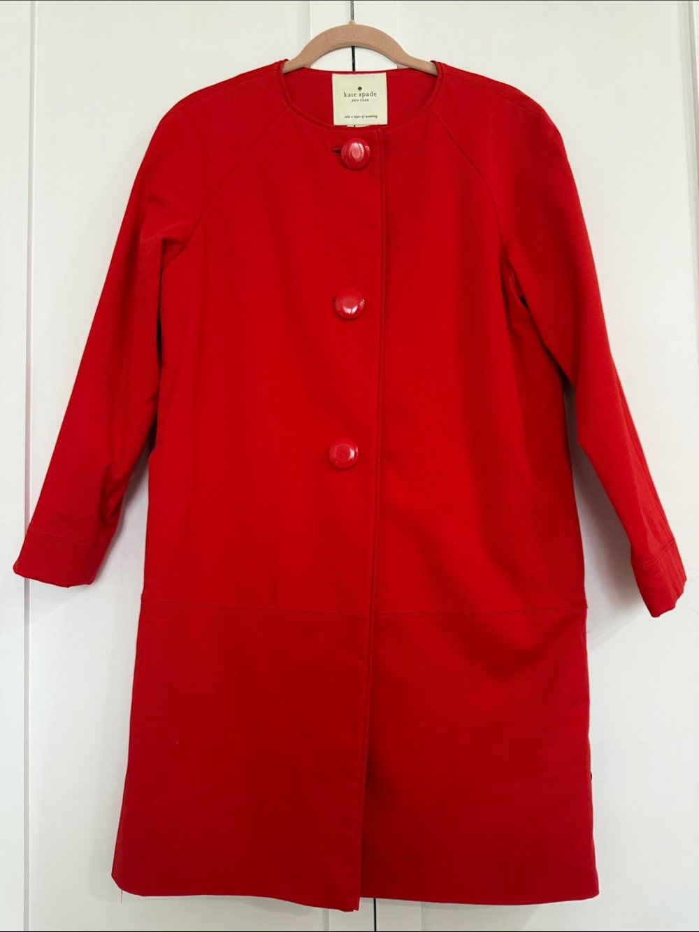 kate spade Bright Red Collarless Coat